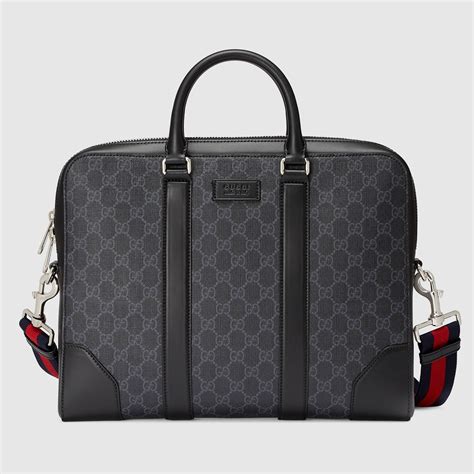 gucci black leather briefcase.